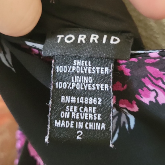 Torrid top. Black with purple flowers - Picture 4 of 4